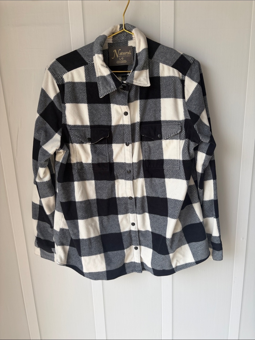 NATURAL LIFE Black & White Buffalo Plaid Fleece Jacket